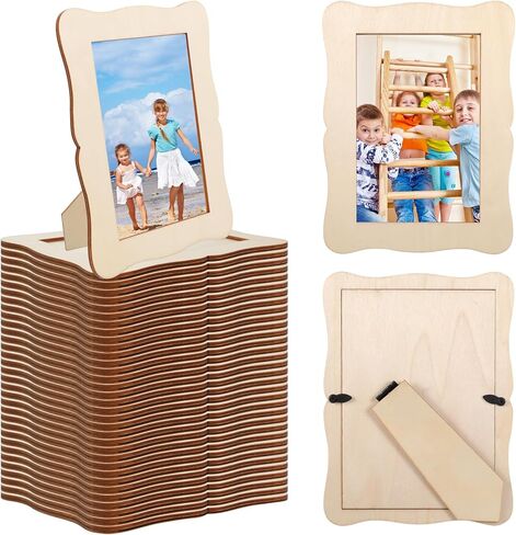 60 Pcs Wooden Picture Frames for Crafts, 4" X 6" DIY Wood Photo Frames Craft, Unfinished Picture Frames for Birthday, Wedding, Christmas Gifts & Home Decor in Saudi Arabia