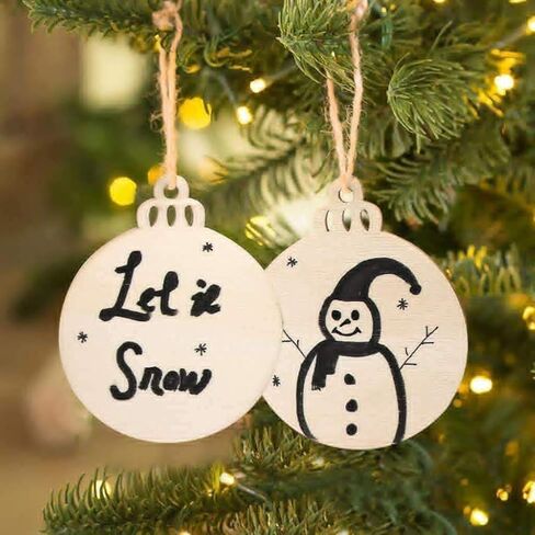 50Pcs Wooden DIY Christmas Ornaments Unfinished Predrilled Wood Circles for Crafts Centerpieces Round Wooden Discs Hanging Decorations in Saudi Arabia
