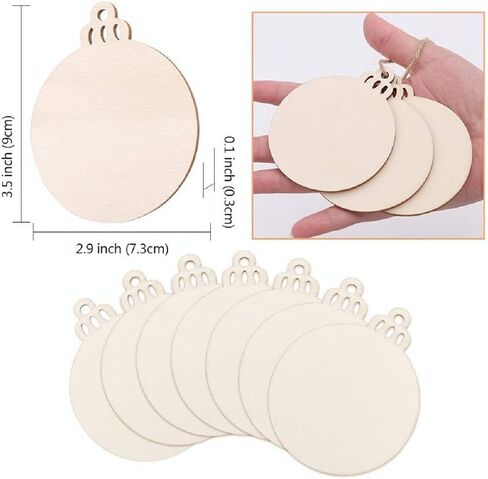 50Pcs Wooden DIY Christmas Ornaments Unfinished Predrilled Wood Circles for Crafts Centerpieces Round Wooden Discs Hanging Decorations in Saudi Arabia