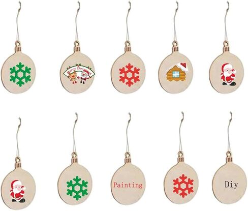 50Pcs Wooden DIY Christmas Ornaments Unfinished Predrilled Wood Circles for Crafts Centerpieces Round Wooden Discs Hanging Decorations in Saudi Arabia
