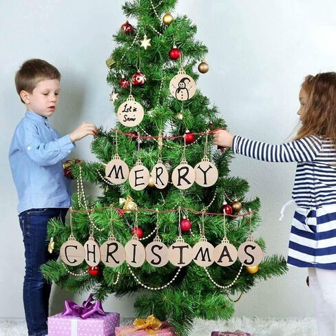 50Pcs Wooden DIY Christmas Ornaments Unfinished Predrilled Wood Circles for Crafts Centerpieces Round Wooden Discs Hanging Decorations in Saudi Arabia
