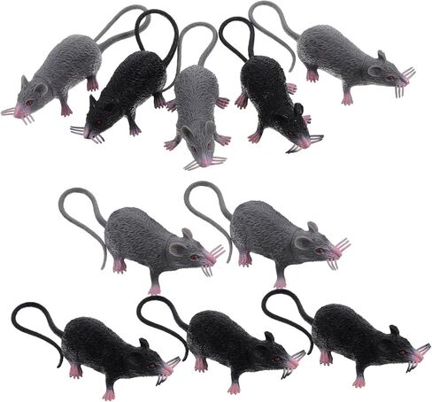 Garneck 10pcs Realistic Fake Rat Models for Pranks and Halloween Decorations Lifelike Simulated Mice Toys Grey for Haunted Houses and Spooky Displays Prank Toy in Saudi Arabia
