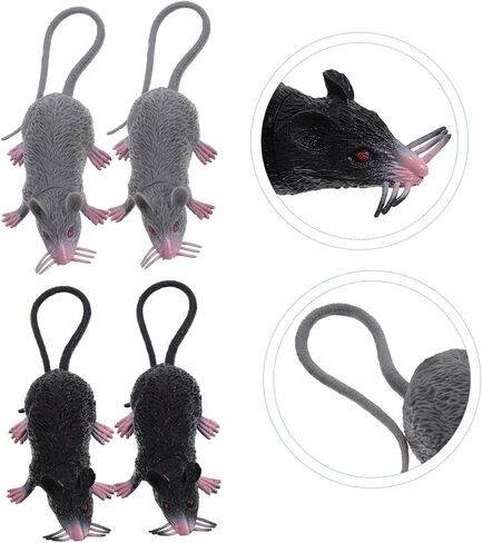 Garneck 10pcs Realistic Fake Rat Models for Pranks and Halloween Decorations Lifelike Simulated Mice Toys Grey for Haunted Houses and Spooky Displays Prank Toy in Saudi Arabia
