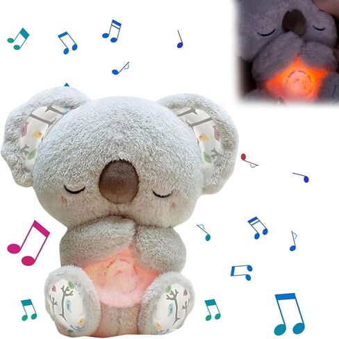 Relief Koala Breathing Stuffed Toy, Anxiety Relief Plush Breathing Animal, Sleeping Koala Plush Breathing with Music Lights and Rhythmic Breathing Movements, Birthday Gifts for Adults and Kids in Saudi Arabia