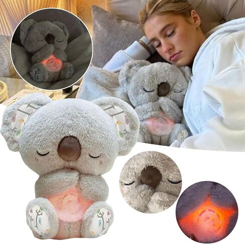Relief Koala Breathing Stuffed Toy, Anxiety Relief Plush Breathing Animal, Sleeping Koala Plush Breathing with Music Lights and Rhythmic Breathing Movements, Birthday Gifts for Adults and Kids in Saudi Arabia