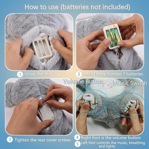 Relief Koala Breathing Stuffed Toy, Anxiety Relief Plush Breathing Animal, Sleeping Koala Plush Breathing with Music Lights and Rhythmic Breathing Movements, Birthday Gifts for Adults and Kids in Saudi Arabia