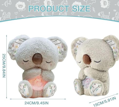 Relief Koala Breathing Stuffed Toy, Anxiety Relief Plush Breathing Animal, Sleeping Koala Plush Breathing with Music Lights and Rhythmic Breathing Movements, Birthday Gifts for Adults and Kids in Saudi Arabia