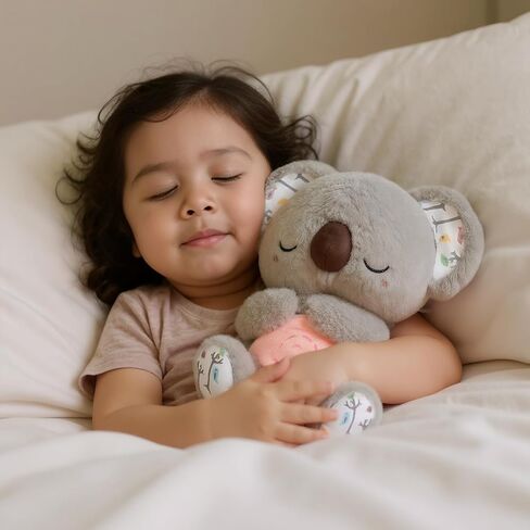 Relief Koala Breathing Stuffed Toy, Anxiety Relief Plush Breathing Animal, Sleeping Koala Plush Breathing with Music Lights and Rhythmic Breathing Movements, Birthday Gifts for Adults and Kids in Saudi Arabia