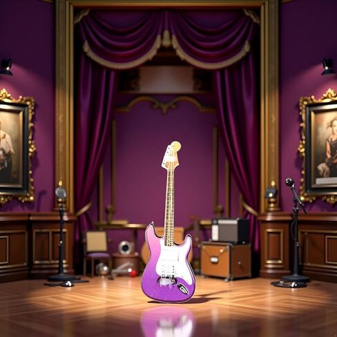 Miniature Guitar Model, 1:12 Scale, Purple, Miniature Instrument Guitar Model Decorative, Decorative Household Ornament Supplies in Saudi Arabia