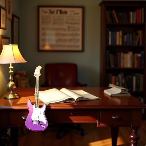 Miniature Guitar Model, 1:12 Scale, Purple, Miniature Instrument Guitar Model Decorative, Decorative Household Ornament Supplies in Saudi Arabia