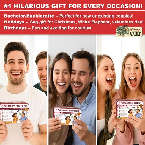 Funny Emergency Spouse Couple Kit Includes Squishy Toy, Coupon Game, Flip Coin, Stickers, Jokes, Badge, Earfoam. Ultimate Marriage Novelty Gag Gift for Friends and Family in Saudi Arabia
