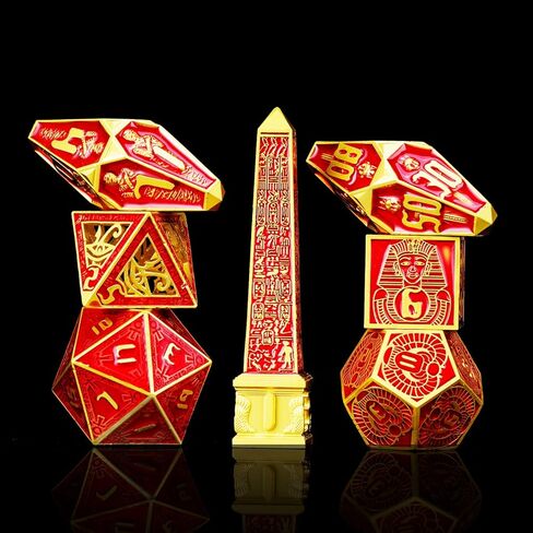 IRONTOWN Neteru Dice Ancient Egypt Theme Metal DND مجموعة النرد الفراعنة النرد المجوف متعدد السطوح مجموعة النرد لألعاب الطاولة TTRPG هدية وإكسسوارات لـ D&D in Saudi Arabia