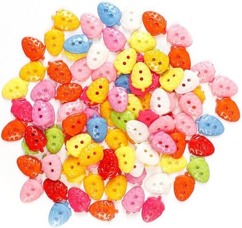 100-Piece Assorted Cute Buttons Strawberry Star Plum Blossom Shapes Sewing Buttons for DIY Crafts Garment Decoration in Saudi Arabia