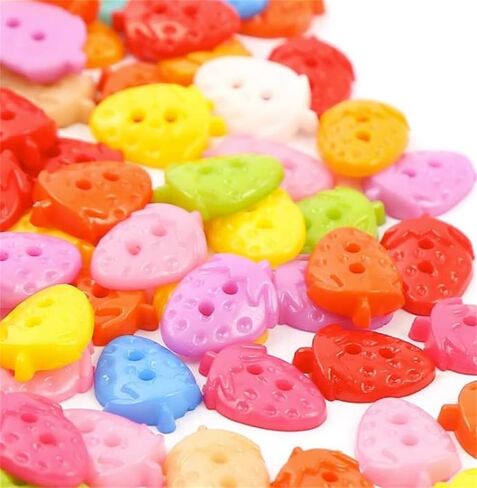 100-Piece Assorted Cute Buttons Strawberry Star Plum Blossom Shapes Sewing Buttons for DIY Crafts Garment Decoration in Saudi Arabia