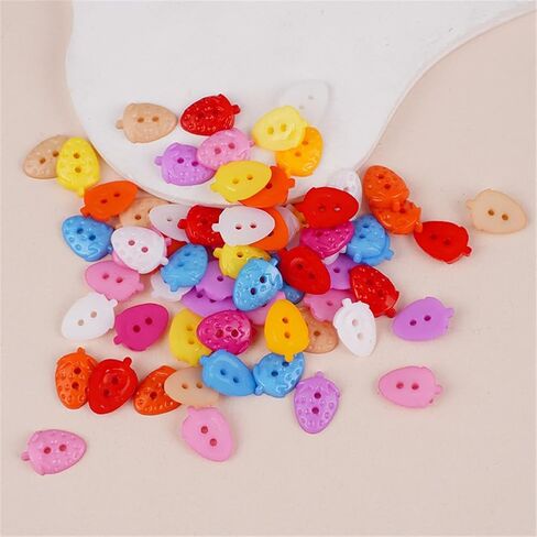 100-Piece Assorted Cute Buttons Strawberry Star Plum Blossom Shapes Sewing Buttons for DIY Crafts Garment Decoration in Saudi Arabia