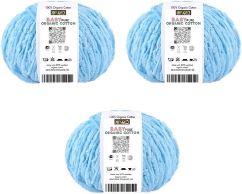 BabyPure Organic Cotton Yarn – 100% Organic Cotton – Made with GOTS Certified Cotton – Soft Baby Yarn – 3 or 6 Skein Pack (6, Baby Pink) in Saudi Arabia