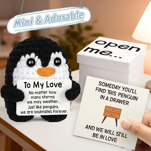 Gifts for Her Him Boyfriend Girlfriend Husband Wife, Anniversary for Men Women, Handmade Crochet Penguin Gifts to My Love Wedding Christmas Birthday Romantic Gift for Couples in Kuwait
