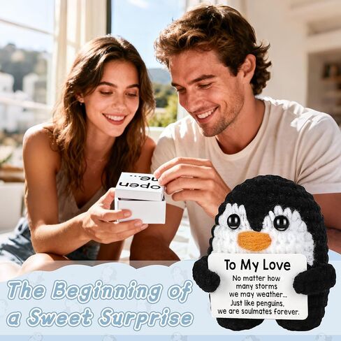 Gifts for Her Him Boyfriend Girlfriend Husband Wife, Anniversary for Men Women, Handmade Crochet Penguin Gifts to My Love Wedding Christmas Birthday Romantic Gift for Couples in Saudi Arabia