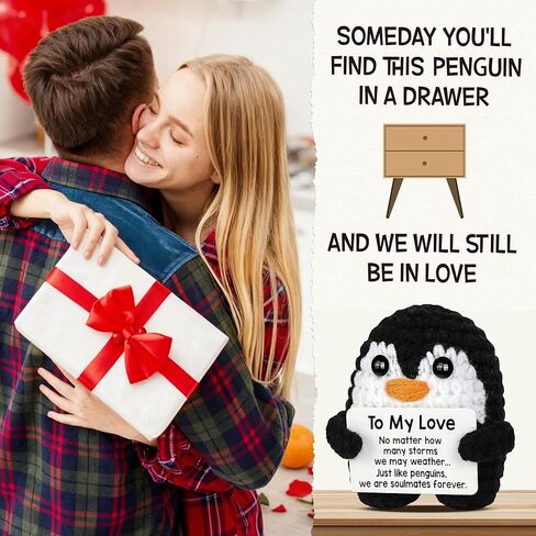 Gifts for Her Him Boyfriend Girlfriend Husband Wife, Anniversary for Men Women, Handmade Crochet Penguin Gifts to My Love Wedding Christmas Birthday Romantic Gift for Couples in Kuwait