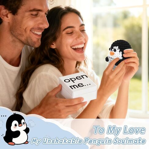 Gifts for Her Him Boyfriend Girlfriend Husband Wife, Anniversary for Men Women, Handmade Crochet Penguin Gifts to My Love Wedding Christmas Birthday Romantic Gift for Couples in Saudi Arabia