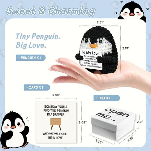Gifts for Her Him Boyfriend Girlfriend Husband Wife, Anniversary for Men Women, Handmade Crochet Penguin Gifts to My Love Wedding Christmas Birthday Romantic Gift for Couples in Saudi Arabia