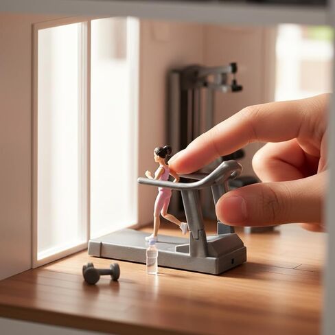 Veemoon Miniature Dollhouse Treadmill Mini Fitness Equipment Decoration Tiny Sport Desk Ornaments Dollhouse Gym Decor Miniature Landscapes Props DIY Cake Topper Kit (1：25 in Saudi Arabia