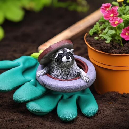 Whimsical Peeking Raccoon Figurine: Resin Mini Racoon in Manhole Cover for Fairy Garden, Craft Display, Desktop & Collectible Scenes in Saudi Arabia