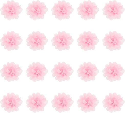 PATIKIL Chiffon Flowers, 20Pcs 2" Sewing Fabric Flower Appliques Embellishments for DIY Crafts Clothing Headbands Wedding Party Decoration, Light Pink in Saudi Arabia