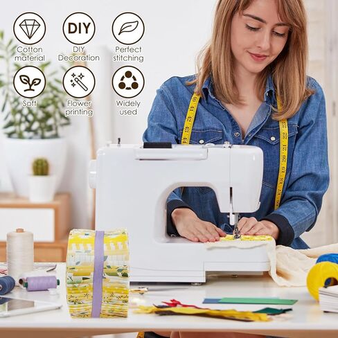 Jelly Roll Fabric, 80 Pre-Cut Strips (2.5 x 20 Inch) Fabric for Quilting and Sewing, 20 Assorted Floral Prints, 100% Cotton, Plain Weave Cotton Strips for Quilting and Patchwork Craft (Yellow) in Saudi Arabia