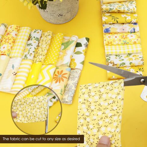 Jelly Roll Fabric, 80 Pre-Cut Strips (2.5 x 20 Inch) Fabric for Quilting and Sewing, 20 Assorted Floral Prints, 100% Cotton, Plain Weave Cotton Strips for Quilting and Patchwork Craft (Yellow) in Saudi Arabia