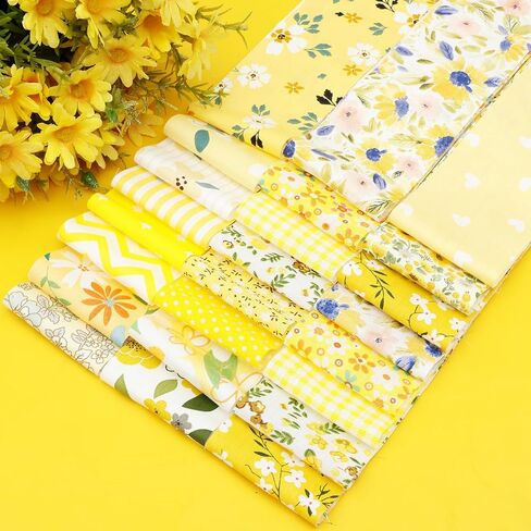 Jelly Roll Fabric, 80 Pre-Cut Strips (2.5 x 20 Inch) Fabric for Quilting and Sewing, 20 Assorted Floral Prints, 100% Cotton, Plain Weave Cotton Strips for Quilting and Patchwork Craft (Yellow) in Saudi Arabia