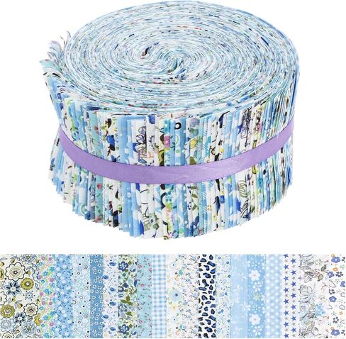 Jelly Roll Fabric, 80 Pre-Cut Strips (2.5 x 20 Inch) Fabric for Quilting and Sewing, 20 Assorted Floral Prints, 100% Cotton, Plain Weave Cotton Strips for Quilting and Patchwork Craft (Yellow) in Saudi Arabia