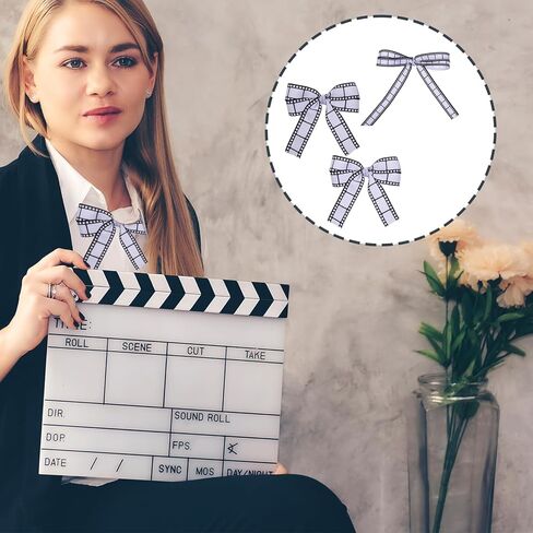 3 Rolls Filmstrip Ribbon Movie Film Ribbon White and Black Filmstrip Decorating Material Party Accessory for Movie Party Table Decor Home DIY Wrapping Wreaths Crafts, 0.4, 0.87, 1.5 Inch Wide, 15 Yard in Saudi Arabia
