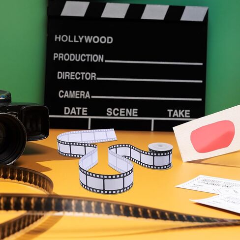 3 Rolls Filmstrip Ribbon Movie Film Ribbon White and Black Filmstrip Decorating Material Party Accessory for Movie Party Table Decor Home DIY Wrapping Wreaths Crafts, 0.4, 0.87, 1.5 Inch Wide, 15 Yard in Saudi Arabia