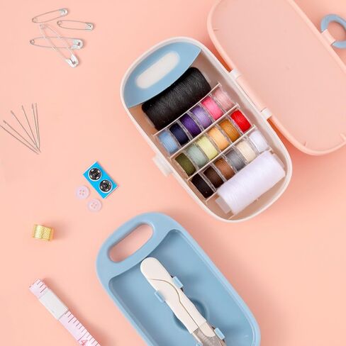 Complete Sewing Kit Portable 2-Layer Organizer Box Needle Thread Green in Saudi Arabia