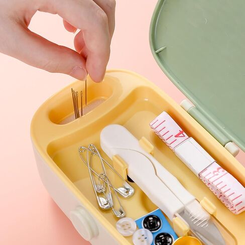 Complete Sewing Kit Portable 2-Layer Organizer Box Needle Thread Green in Saudi Arabia
