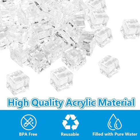 250 Pack 0.7 Inch Fake Ice Cubes, Plastic Reusable Ice Cubes for Drinks, Acrylic Fake Ice Vase Fillers for Centerpieces, Photography Props, Food Display, DIY crafts in Kuwait