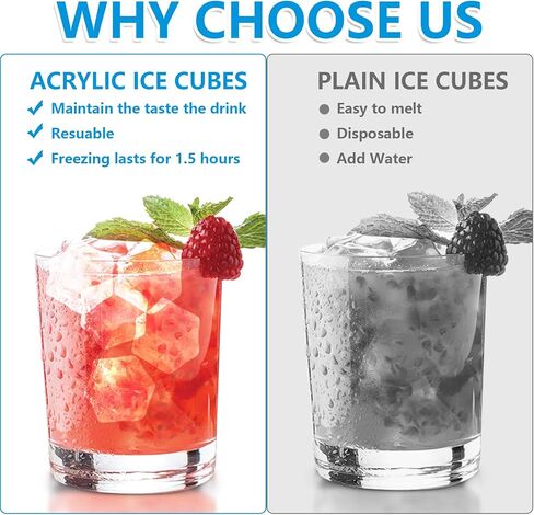 250 Pack 0.7 Inch Fake Ice Cubes, Plastic Reusable Ice Cubes for Drinks, Acrylic Fake Ice Vase Fillers for Centerpieces, Photography Props, Food Display, DIY crafts in Kuwait