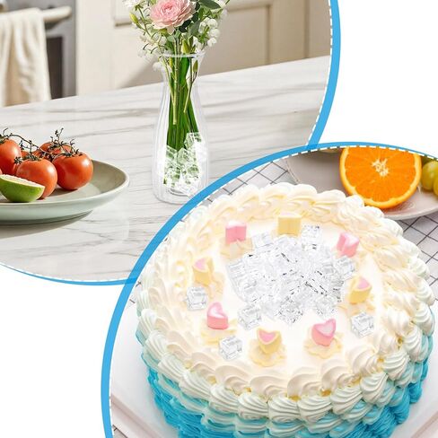 250 Pack 0.7 Inch Fake Ice Cubes, Plastic Reusable Ice Cubes for Drinks, Acrylic Fake Ice Vase Fillers for Centerpieces, Photography Props, Food Display, DIY crafts in Kuwait