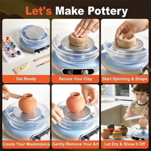 Funspire Pottery Wheel for Kids,mini Pottery Wheel for Children and Beginners - 4.7-inch Electric Pottery Wheel with Adjustable Speed, Low Noise, Precise Control, Includes 16 Pottery Tools in Saudi Arabia