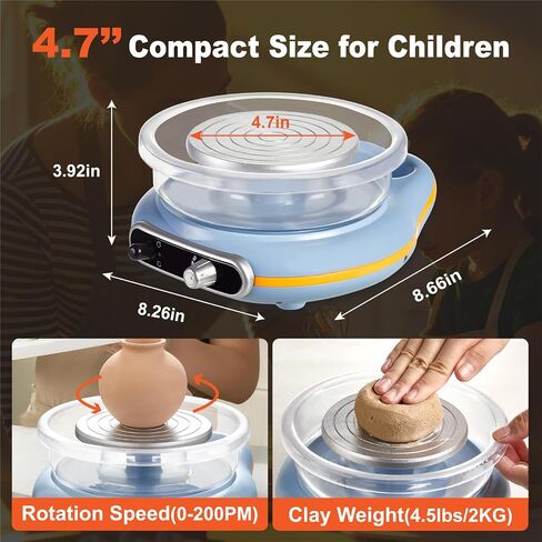 Funspire Pottery Wheel for Kids,mini Pottery Wheel for Children and Beginners - 4.7-inch Electric Pottery Wheel with Adjustable Speed, Low Noise, Precise Control, Includes 16 Pottery Tools in Saudi Arabia
