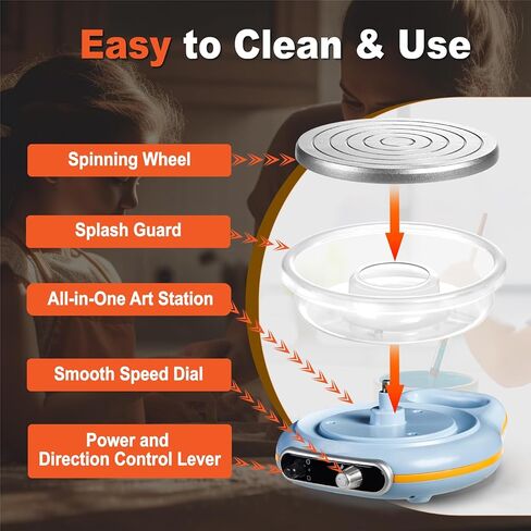 Funspire Pottery Wheel for Kids,mini Pottery Wheel for Children and Beginners - 4.7-inch Electric Pottery Wheel with Adjustable Speed, Low Noise, Precise Control, Includes 16 Pottery Tools in Saudi Arabia