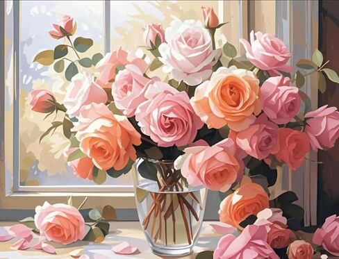 FunLynJoy Paint by Numbers for Adults Beginner, Beautiful Flower DIY Paint by Numbers 16 x 20 Inch(I) in Saudi Arabia