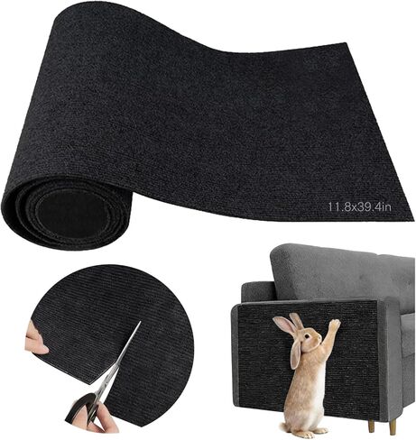 kathson 6.56ft Bunny Scratch Pad, Self Adhesive Rabbit Scratching Mat for Couch Furniture and Wall Protector, Cuttable Nail Scratcher Rug Small Animal Cage Flooring (Gray) in Saudi Arabia