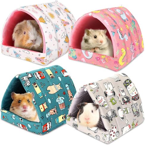 UPINS 4 Pack Guinea Pig Bed, Guinea Pig Hideout Washable Small Animal House Cage Accessories for Dwarf Rabbits Chinchillas Hamsters Hedgehogs Ferrets Bearded Dragons and Rats(20 x 20 cm) in Saudi Arabia