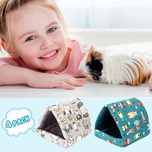 UPINS 4 Pack Guinea Pig Bed, Guinea Pig Hideout Washable Small Animal House Cage Accessories for Dwarf Rabbits Chinchillas Hamsters Hedgehogs Ferrets Bearded Dragons and Rats(20 x 20 cm) in Saudi Arabia