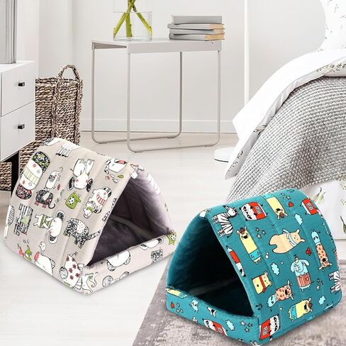 UPINS 4 Pack Guinea Pig Bed, Guinea Pig Hideout Washable Small Animal House Cage Accessories for Dwarf Rabbits Chinchillas Hamsters Hedgehogs Ferrets Bearded Dragons and Rats(20 x 20 cm) in Saudi Arabia