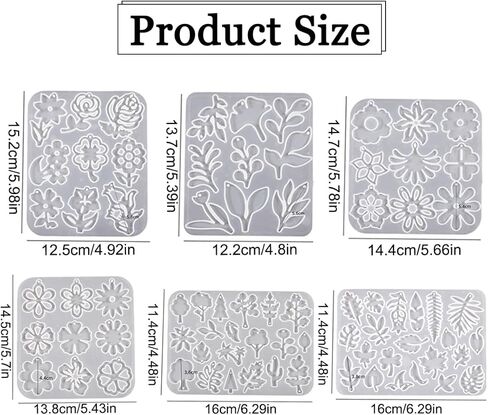 Voyyphixa 6 Pcs Flower Resin Mold Leaf Jewelry Earring Silicone Molds Flower Leaf Pendant Mould Epoxy Resin Casting Mold for DIY Crafts Earring Pendant Charms Keychain Ornaments in Saudi Arabia