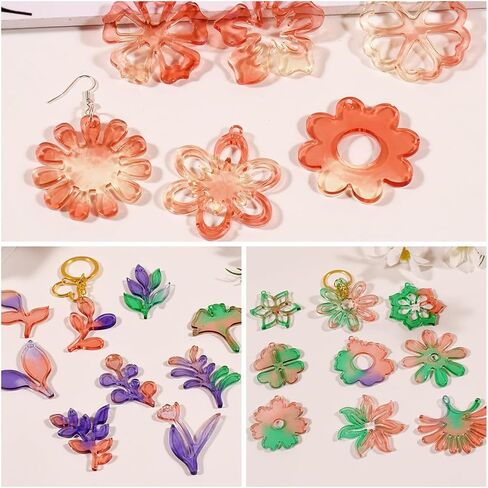 Voyyphixa 6 Pcs Flower Resin Mold Leaf Jewelry Earring Silicone Molds Flower Leaf Pendant Mould Epoxy Resin Casting Mold for DIY Crafts Earring Pendant Charms Keychain Ornaments in Saudi Arabia