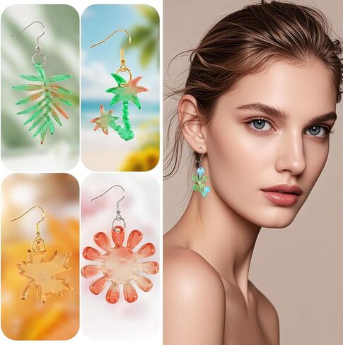 Voyyphixa 6 Pcs Flower Resin Mold Leaf Jewelry Earring Silicone Molds Flower Leaf Pendant Mould Epoxy Resin Casting Mold for DIY Crafts Earring Pendant Charms Keychain Ornaments in Saudi Arabia